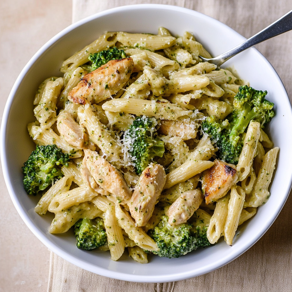 Recipe preparation for chicken and broccoli pasta