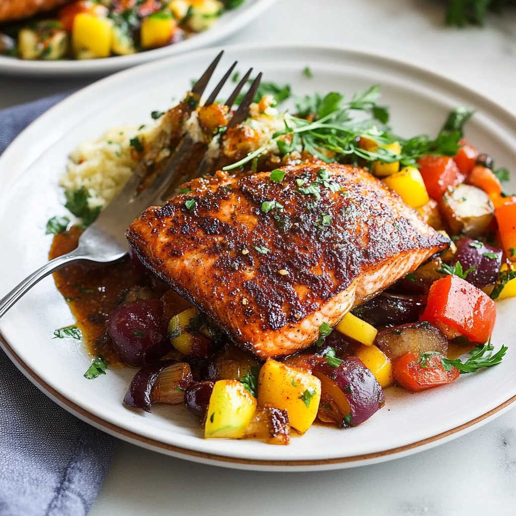 Recipe preparation for blackened salmon