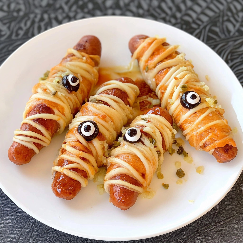 Recipe preparation for mummy hot dogs