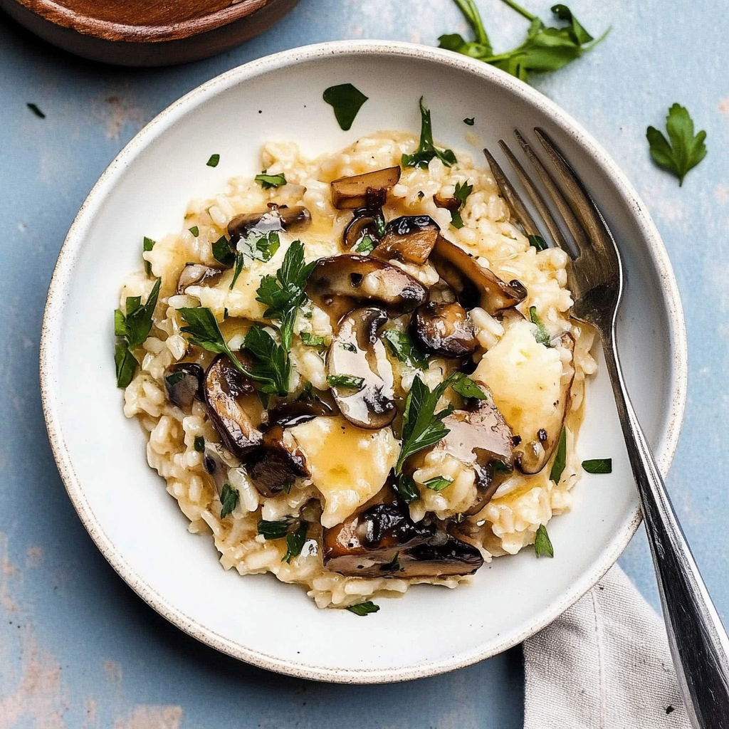 Recipe preparation for mushroom risotto