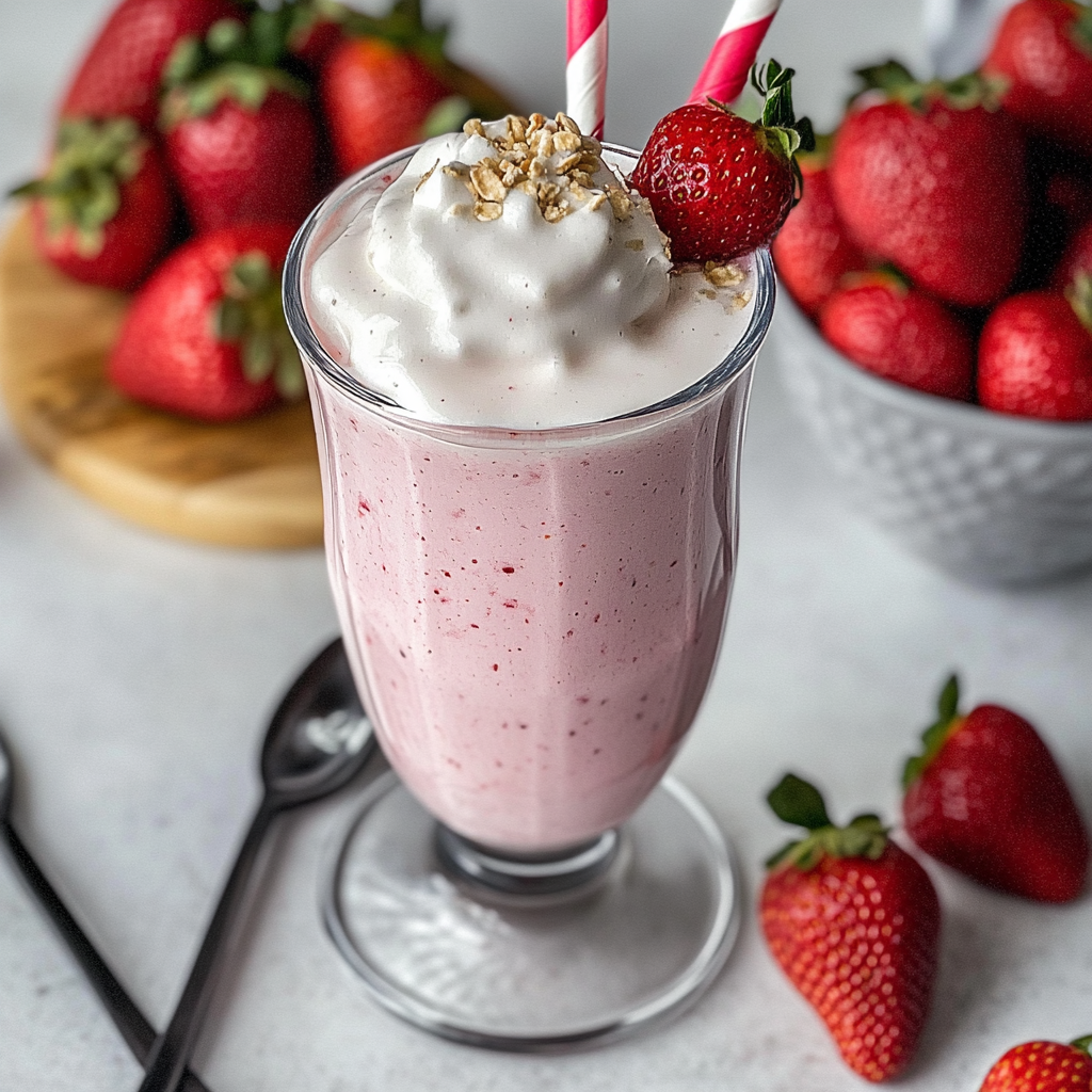 Recipe preparation for strawberry milkshake