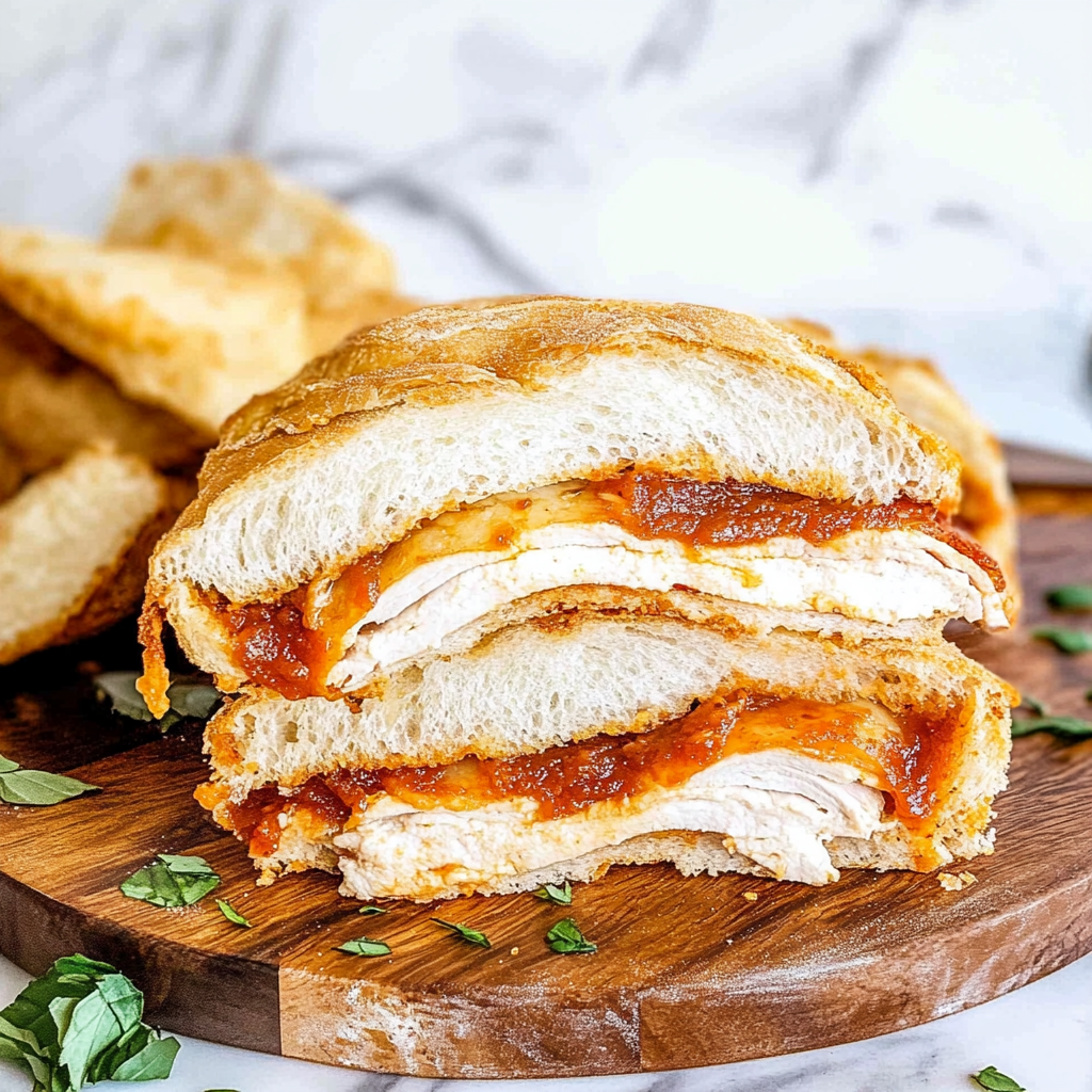 Recipe preparation for Chicken Parm Sandwich