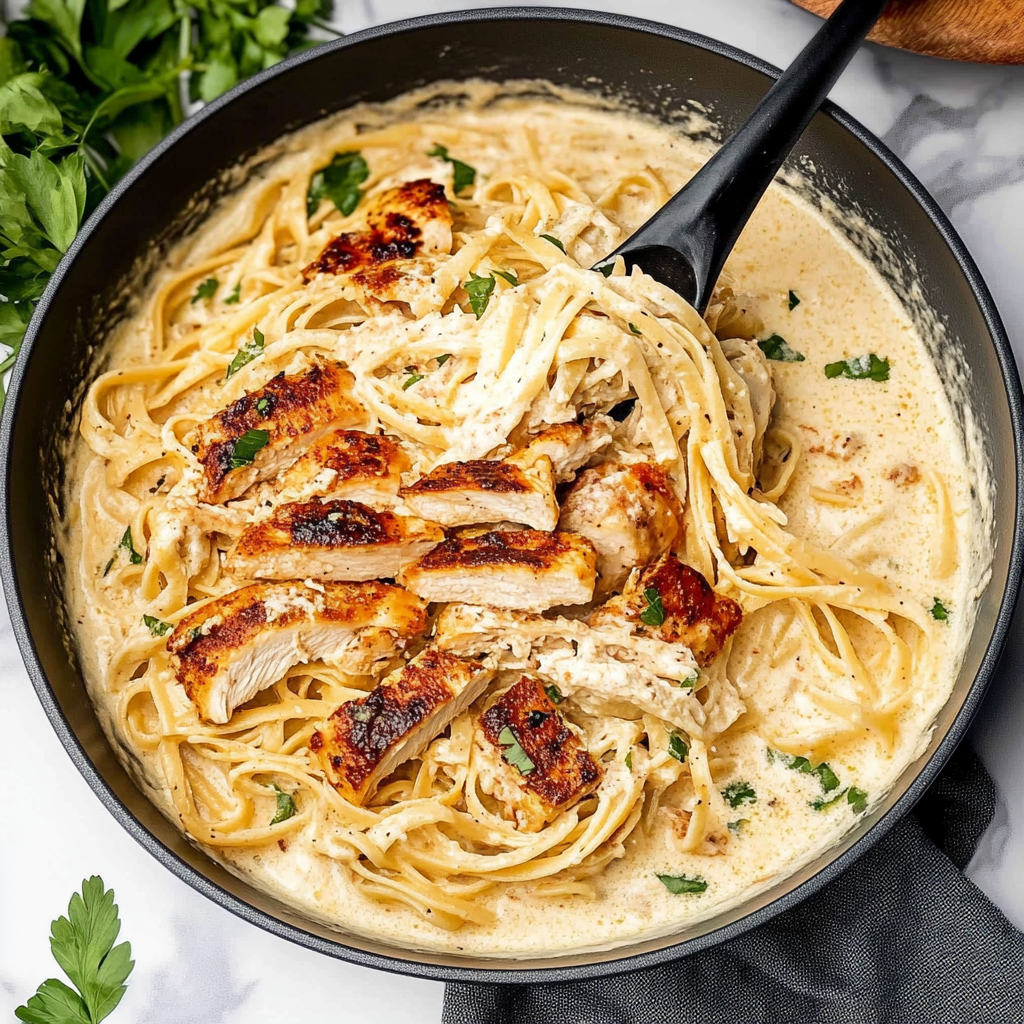 Recipe preparation for blackened chicken alfredo