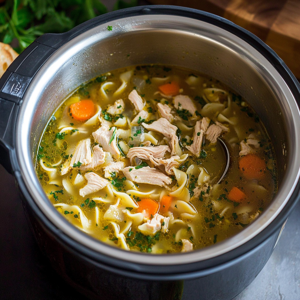 Recipe preparation for chicken noodle soup instant pot