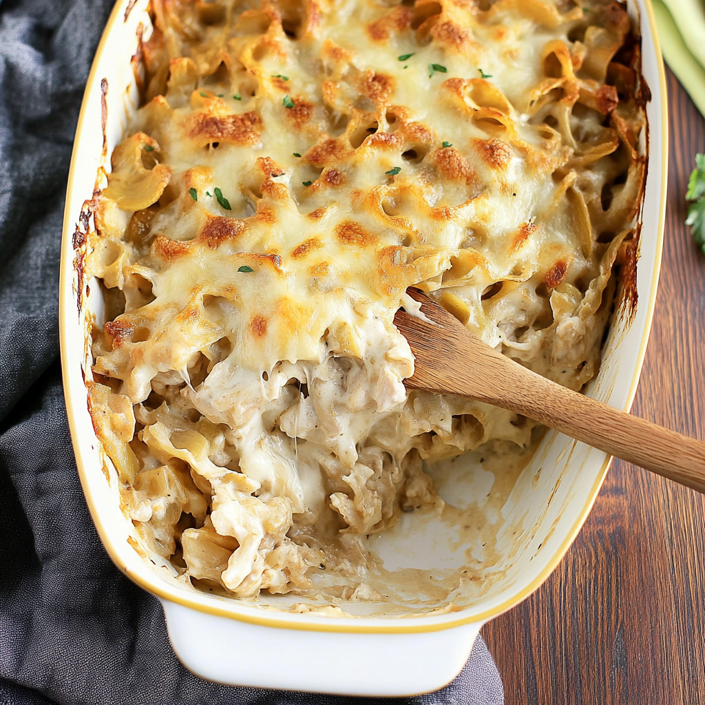 Recipe preparation for french onion chicken casserole