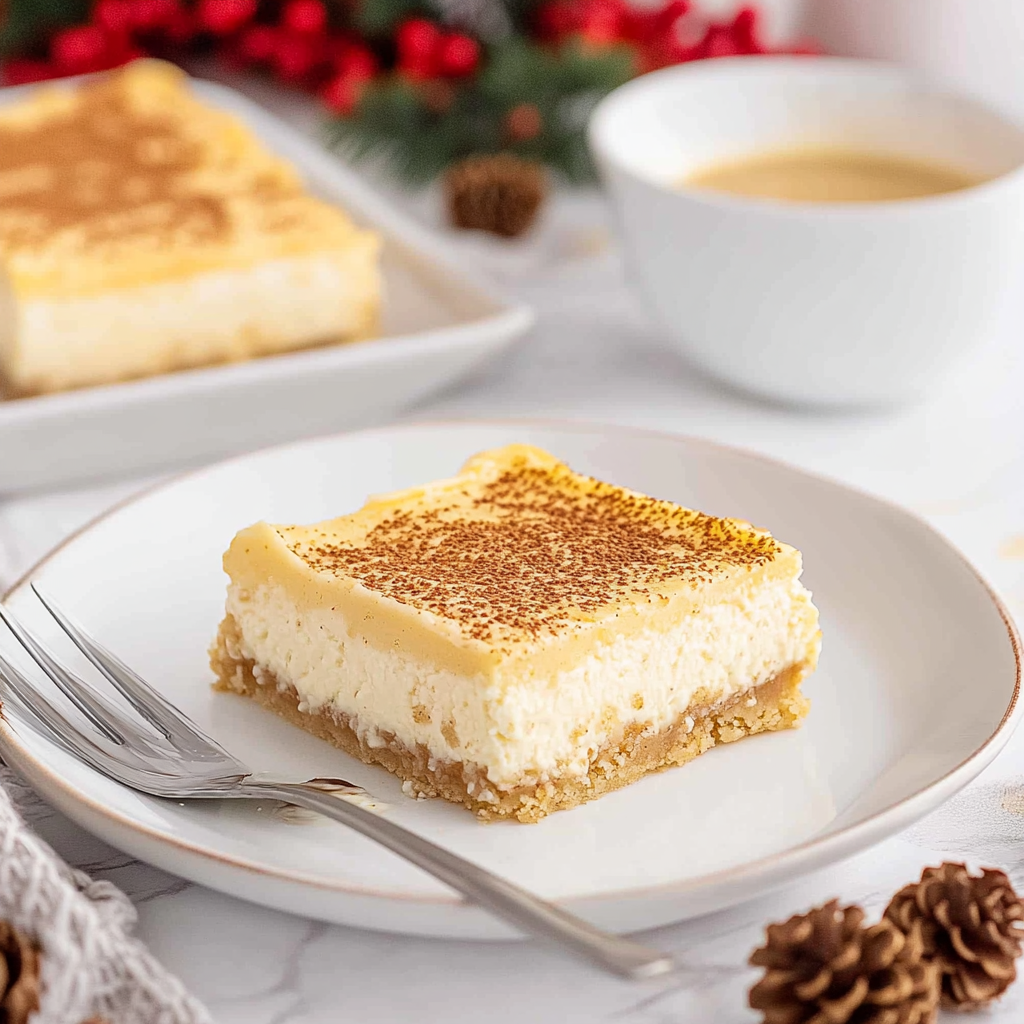 Recipe preparation for Eggnog Cheesecake Bars
