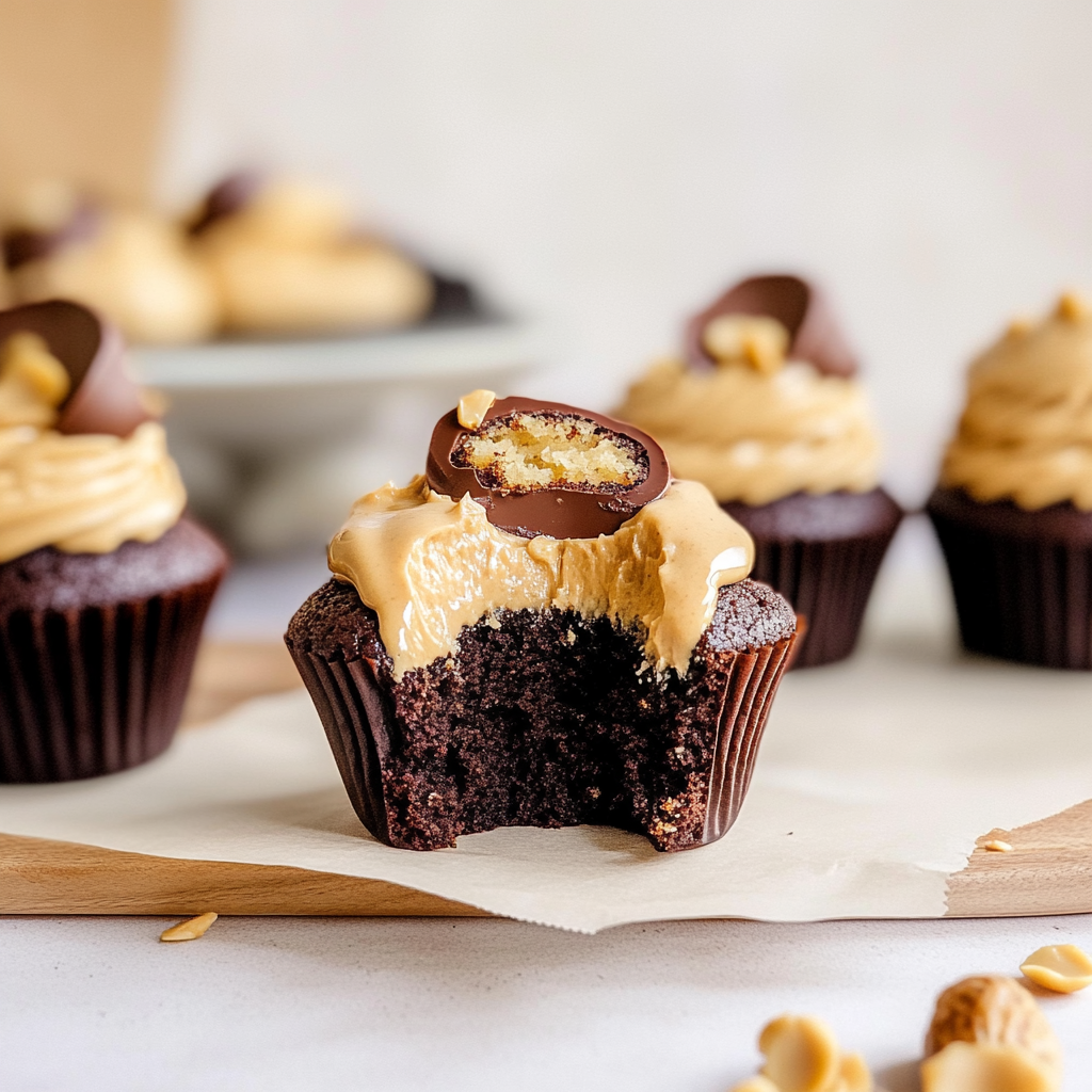Recipe preparation for chocolate peanut butter cupcakes