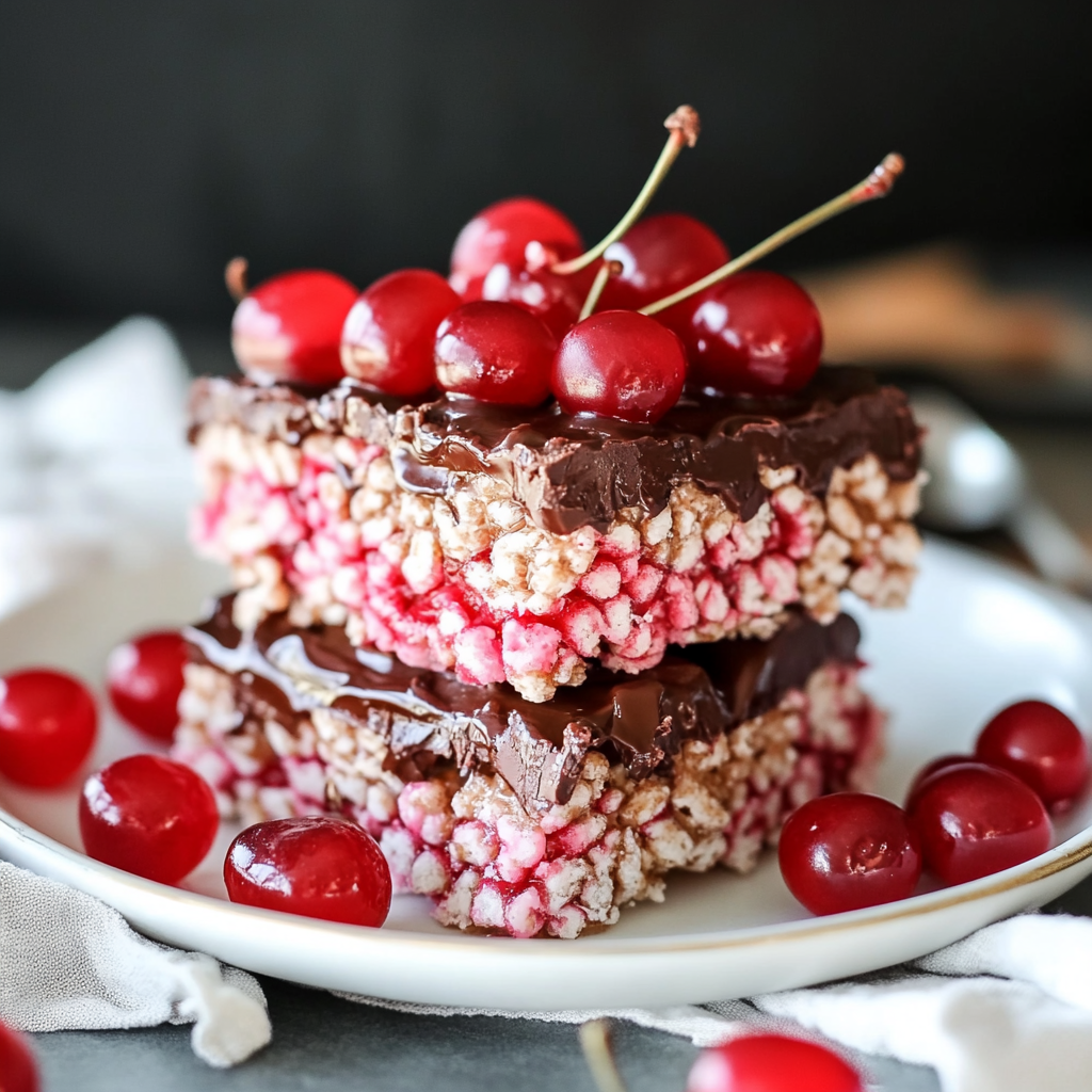 Recipe preparation for Chocolate Covered Cherry Rice Krispies Treats Recipe