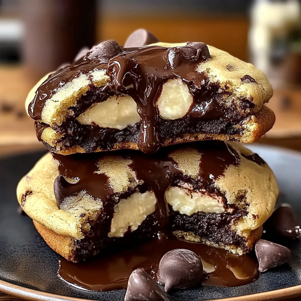 Recipe preparation for Cheesecake Stuffed Chocolate Chip Cookies
