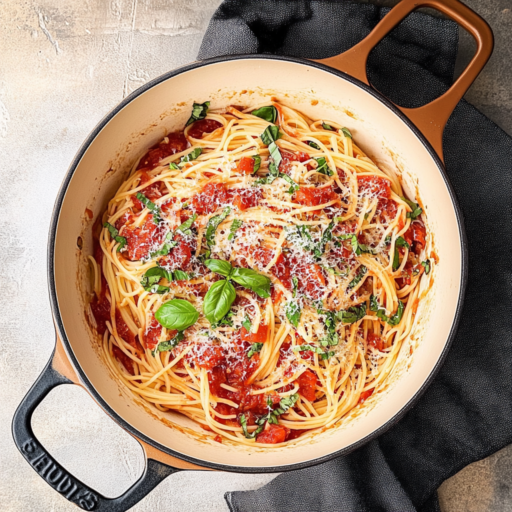 Recipe preparation for tomato basil pasta