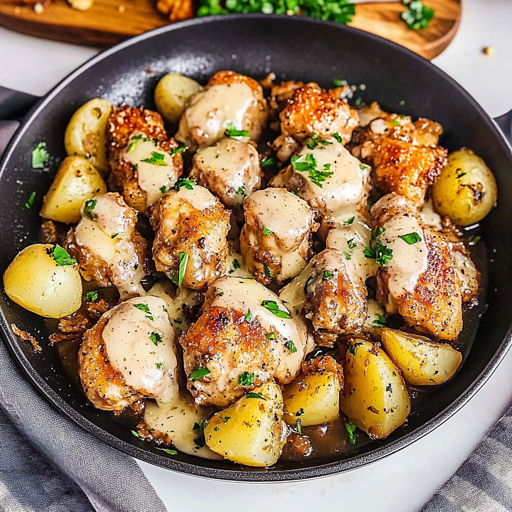 Recipe preparation for garlic parmesan chicken and potatoes
