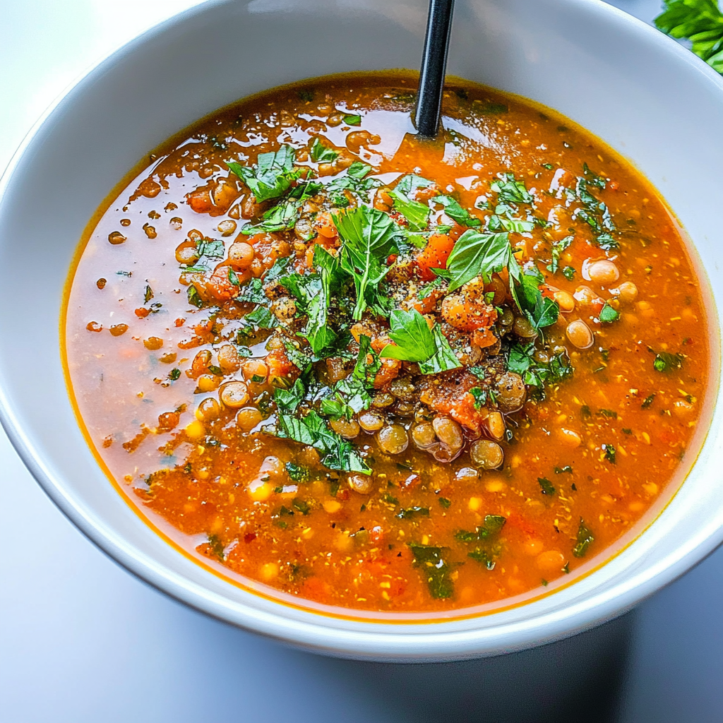 Recipe preparation for lentil soup