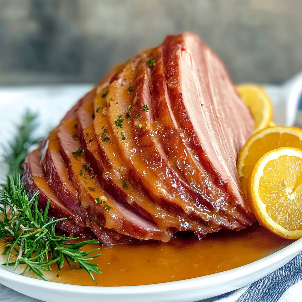Recipe preparation for Spicy Orange Honey Baked Ham