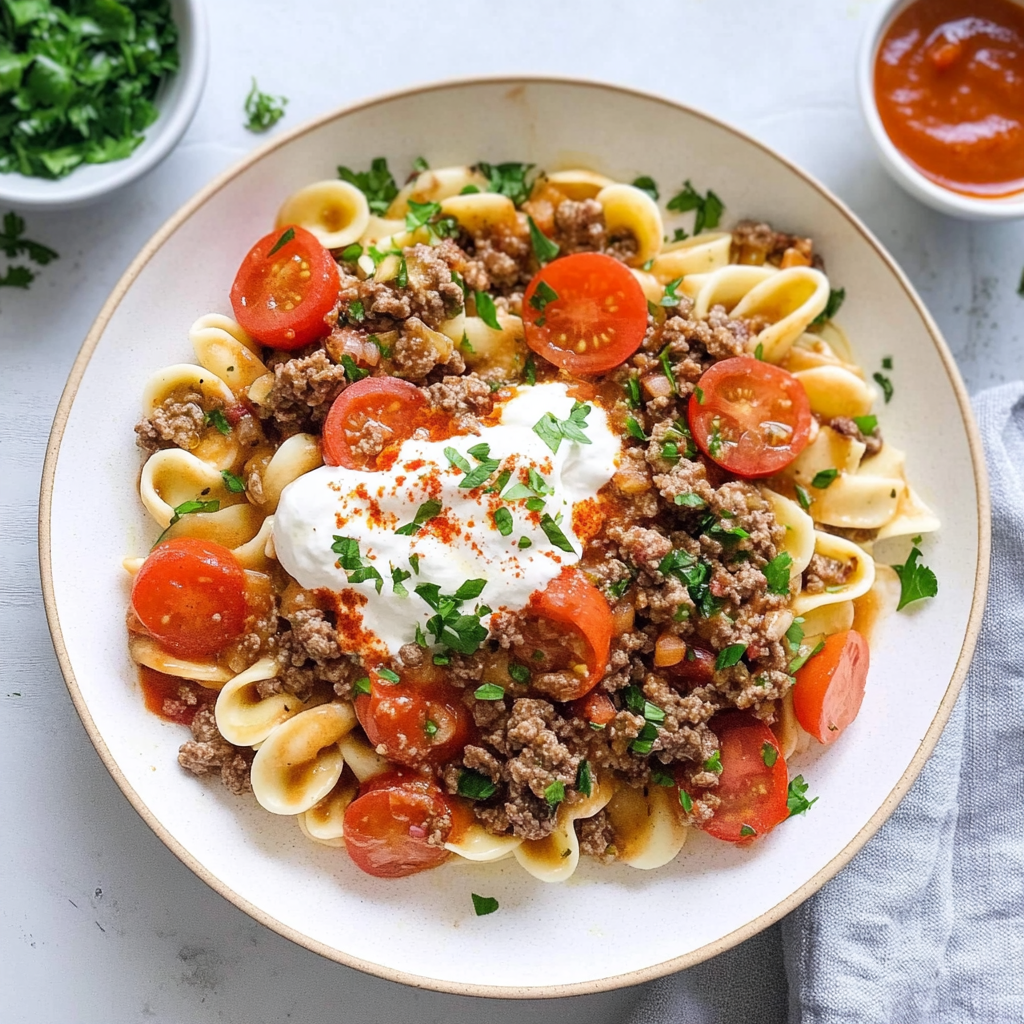 Recipe preparation for turkish pasta