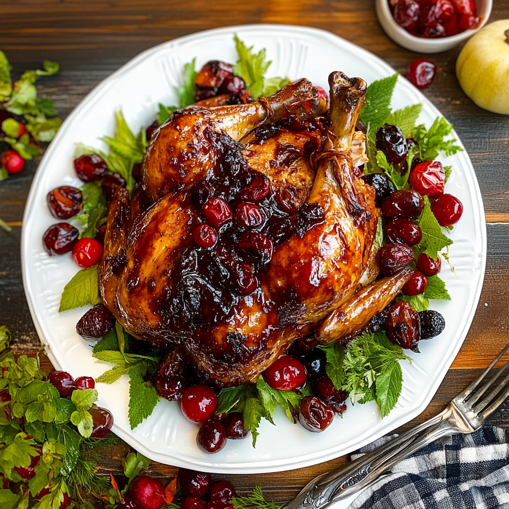 Recipe preparation for Cranberry Maple Roast Chicken