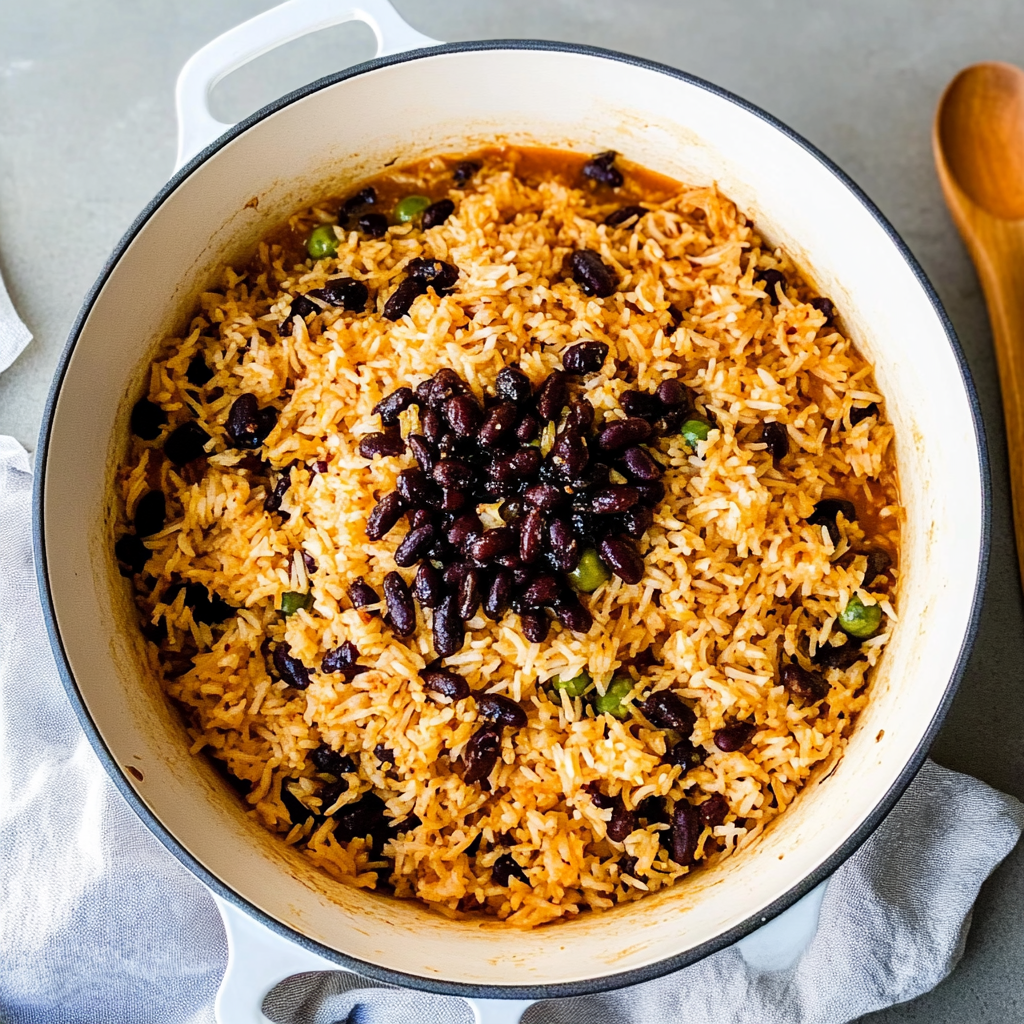 Recipe preparation for black beans and rice recipe