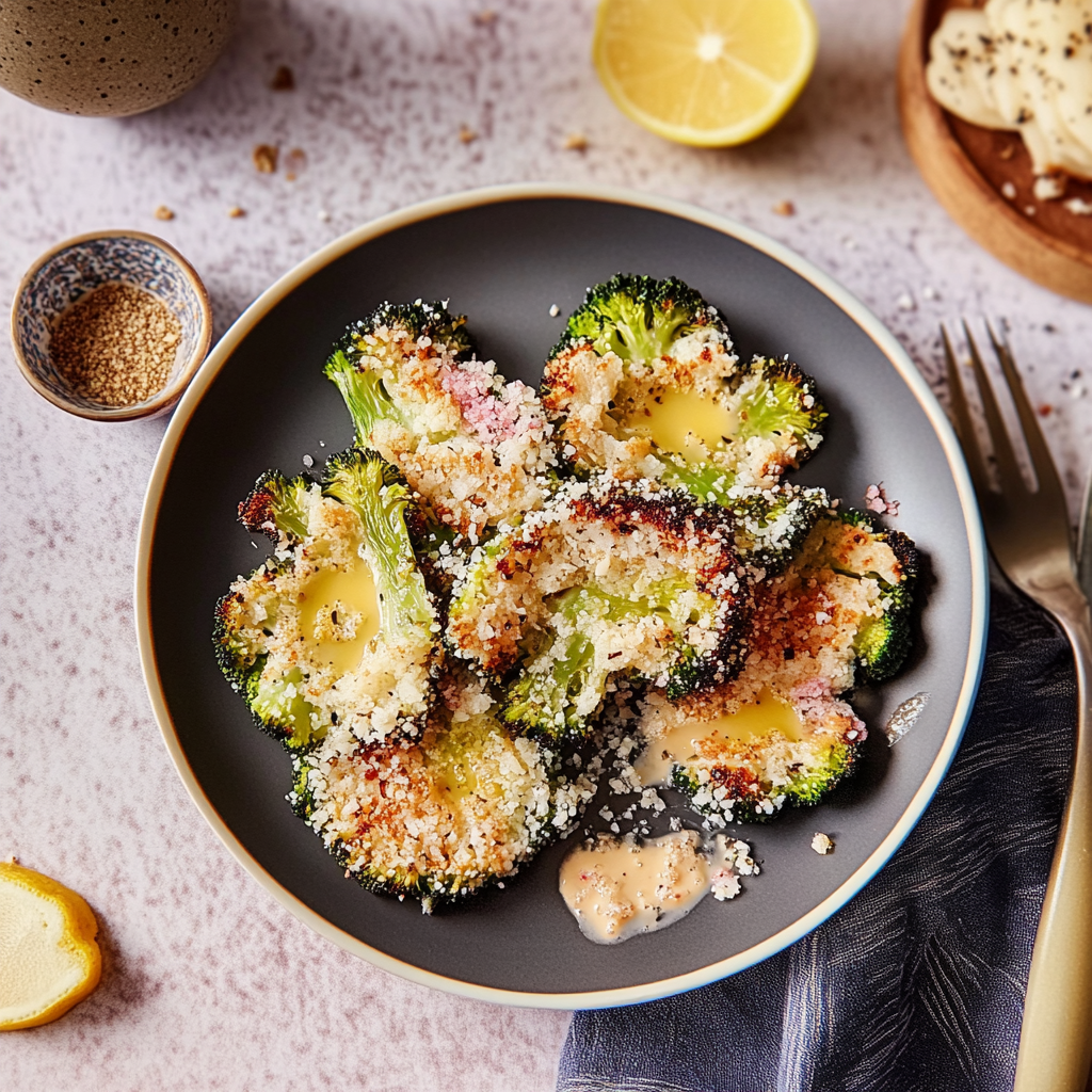 Recipe preparation for Smashed Broccoli with Parmesan & Lemon