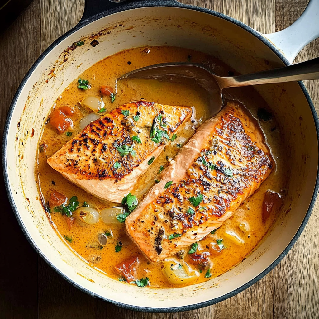 Recipe preparation for Marry Me Salmon