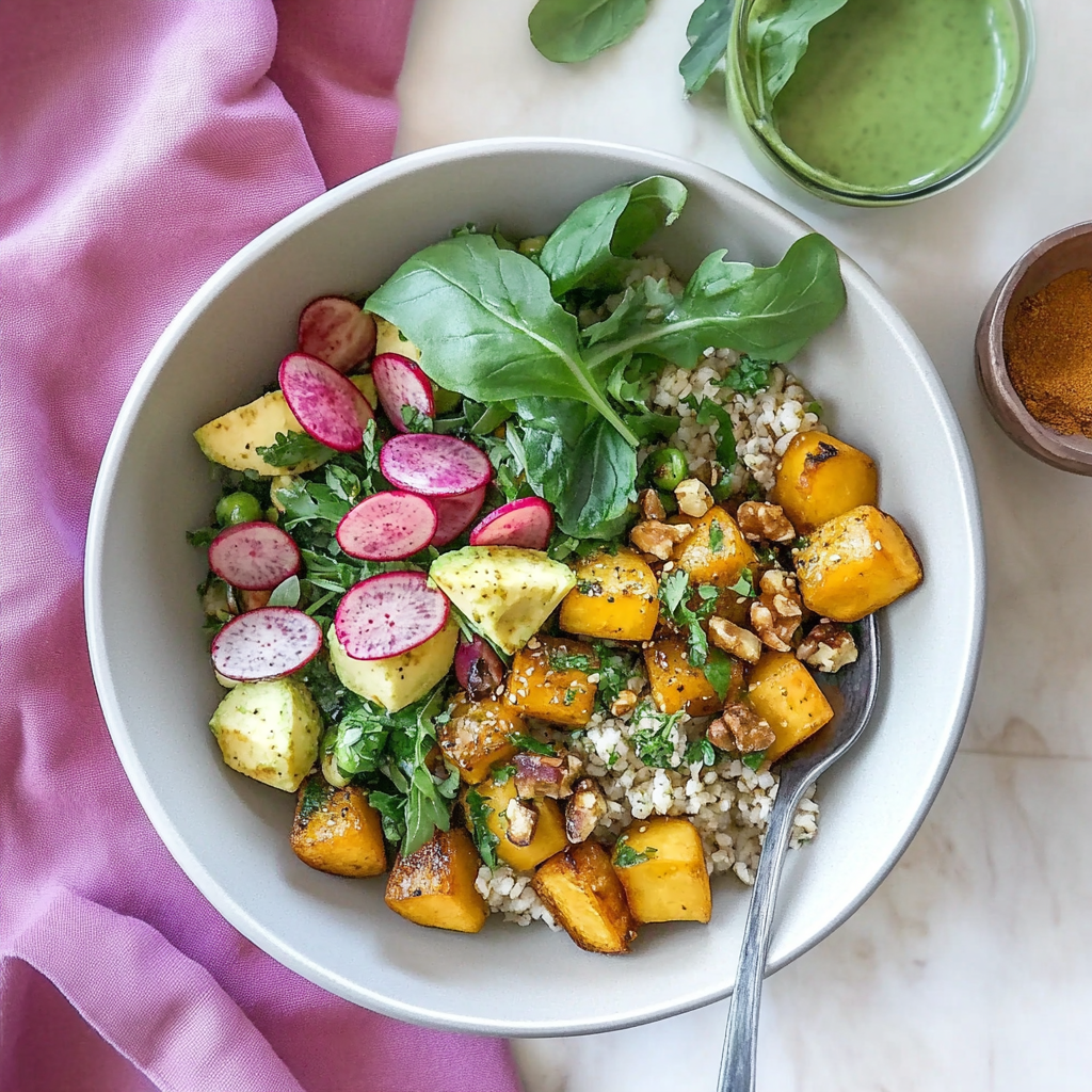 Recipe preparation for Roasted Root Vegetable Buddha Bowl