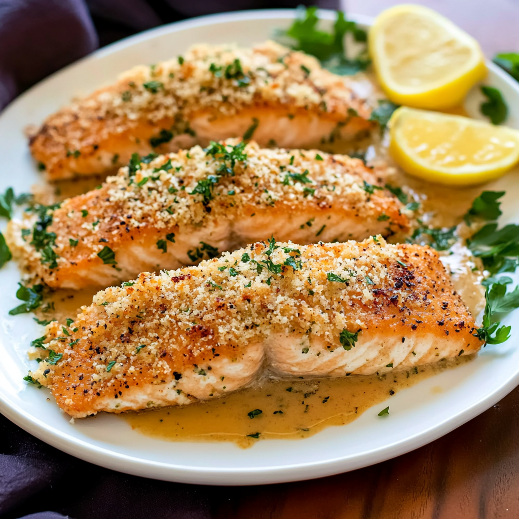 Recipe preparation for Baked Parmesan Crusted Salmon