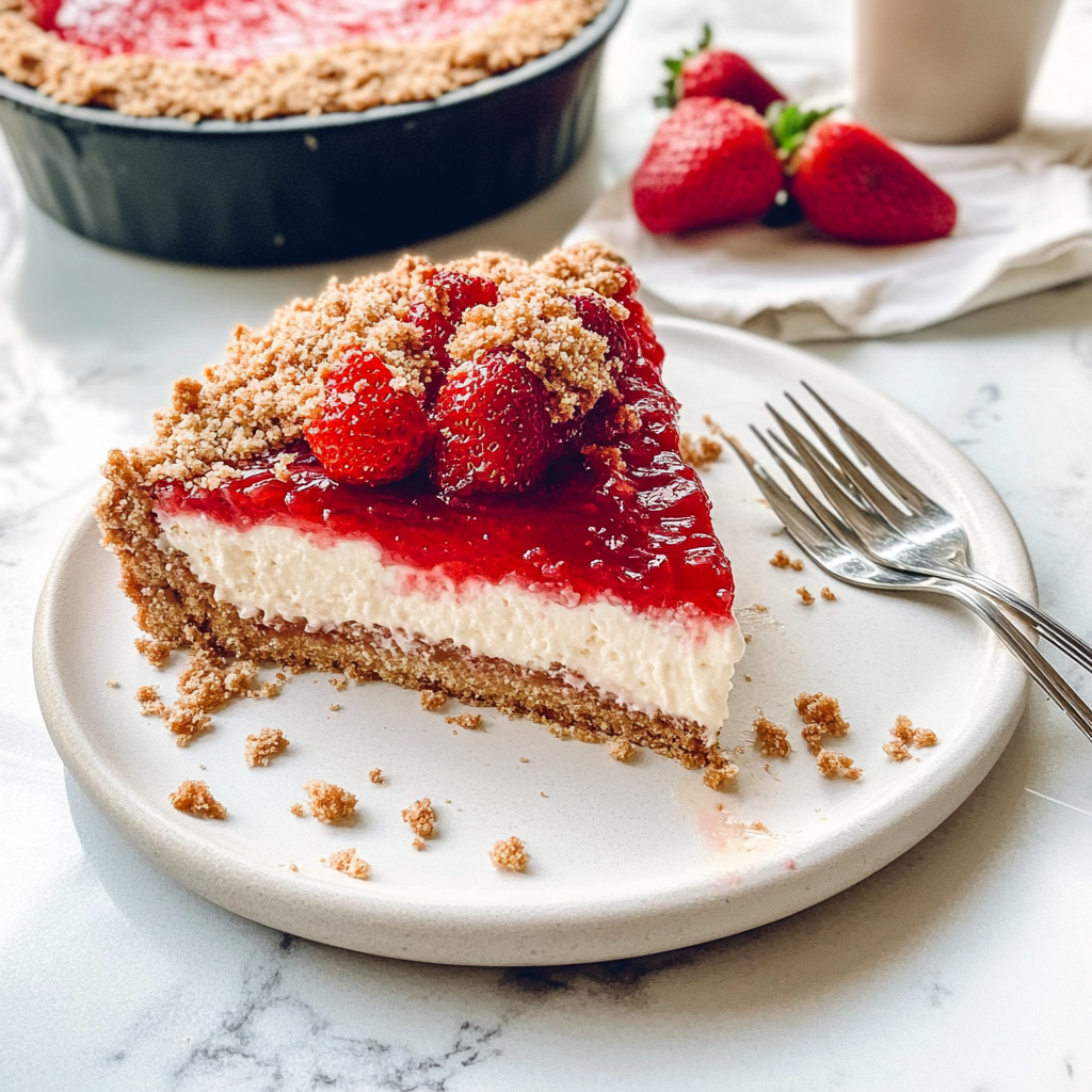 Recipe preparation for Strawberry Crunch Cheesecake