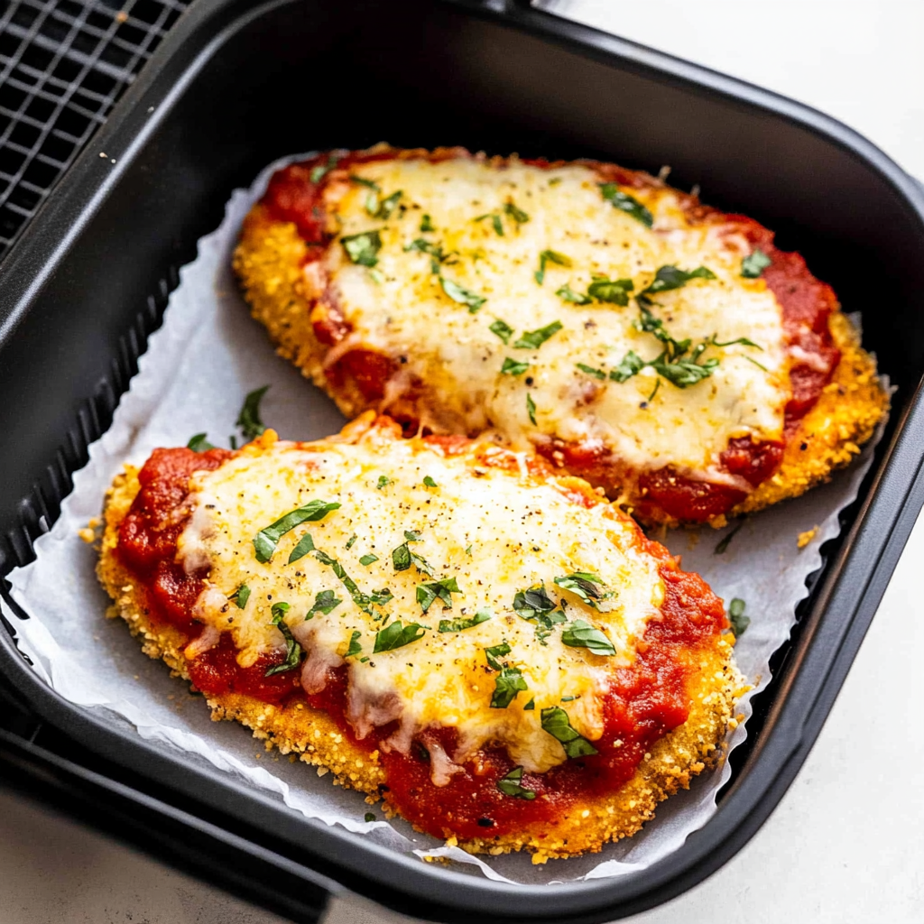 Recipe preparation for Air Fryer Chicken Parmesan