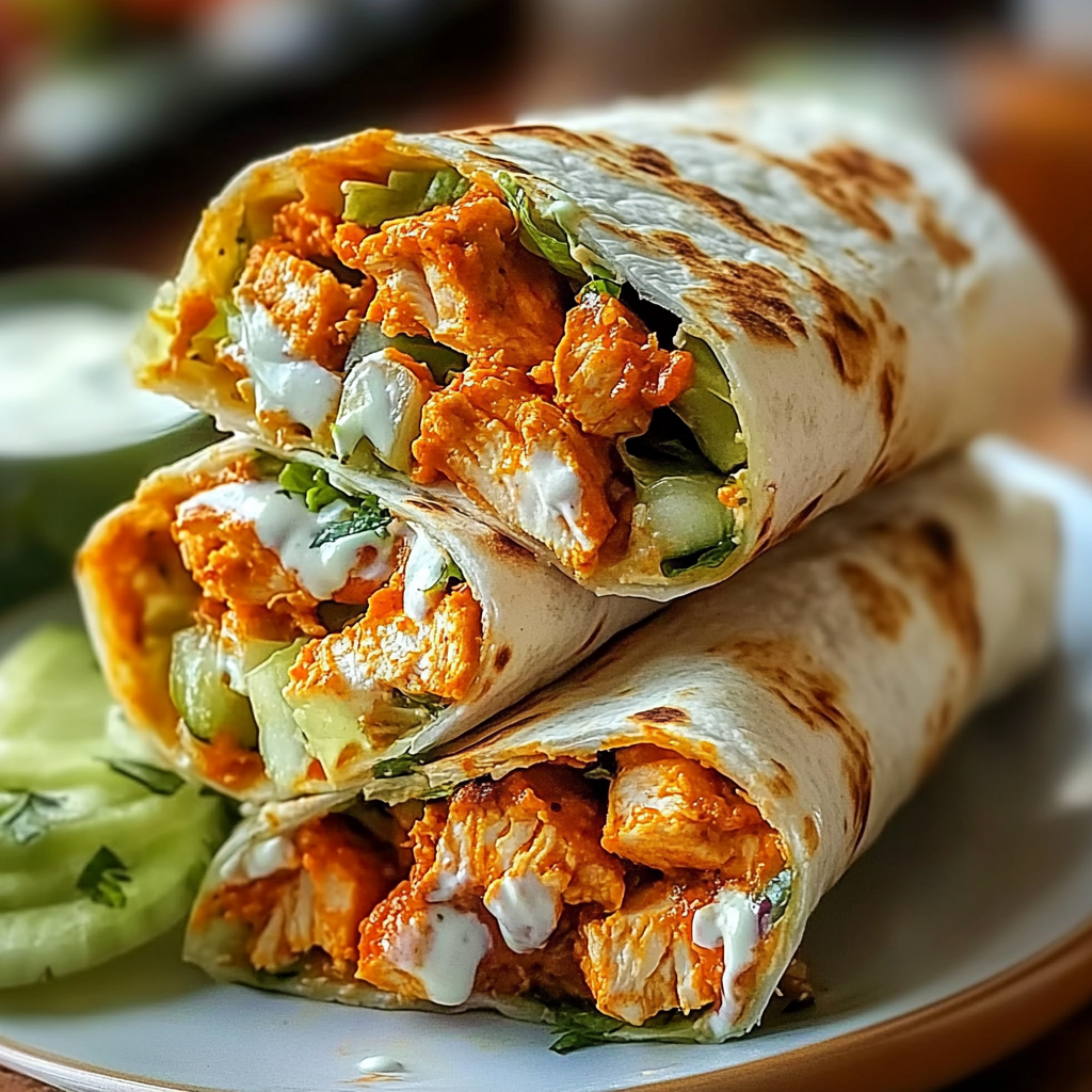 Recipe preparation for Buffalo Chicken Wraps