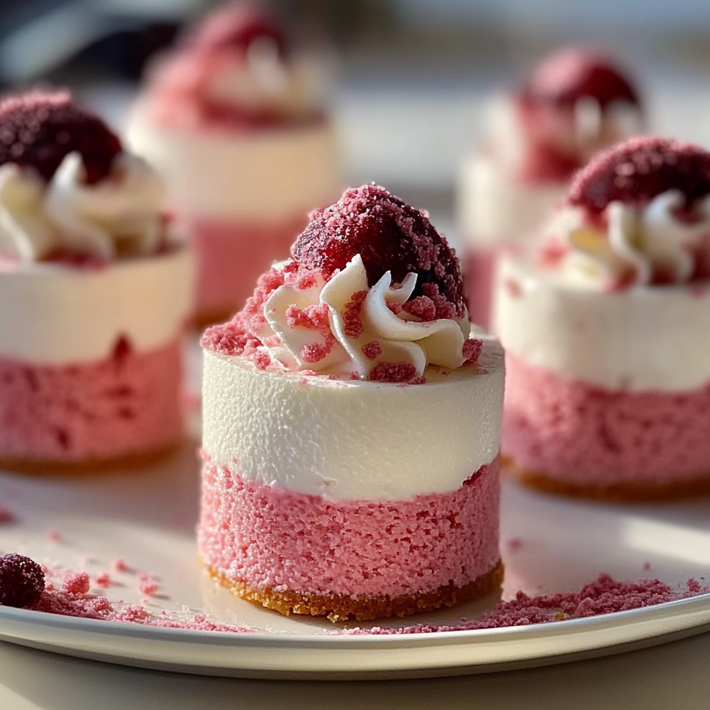 Recipe preparation for No Bake Pink Velvet Cheesecake Bites