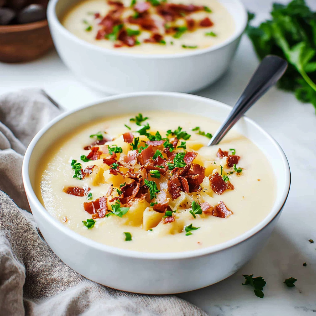 Recipe preparation for Loaded Baked Potato Soup